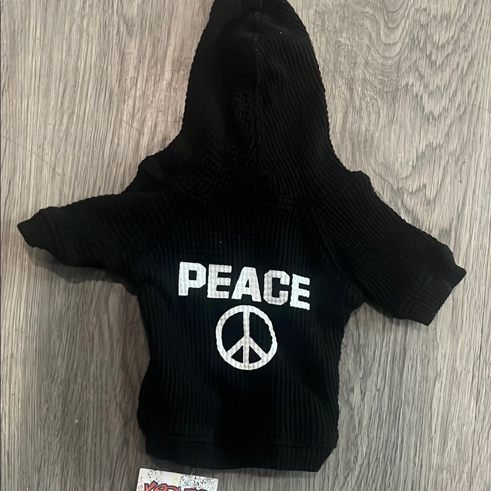 Dog Black Hoodie with Peace Sign